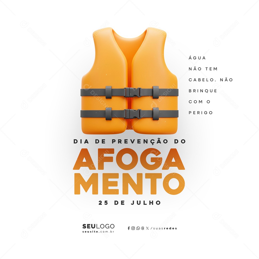 Dia de Prevenção do Afogamento 25 de Julho Social Media PSD Editável