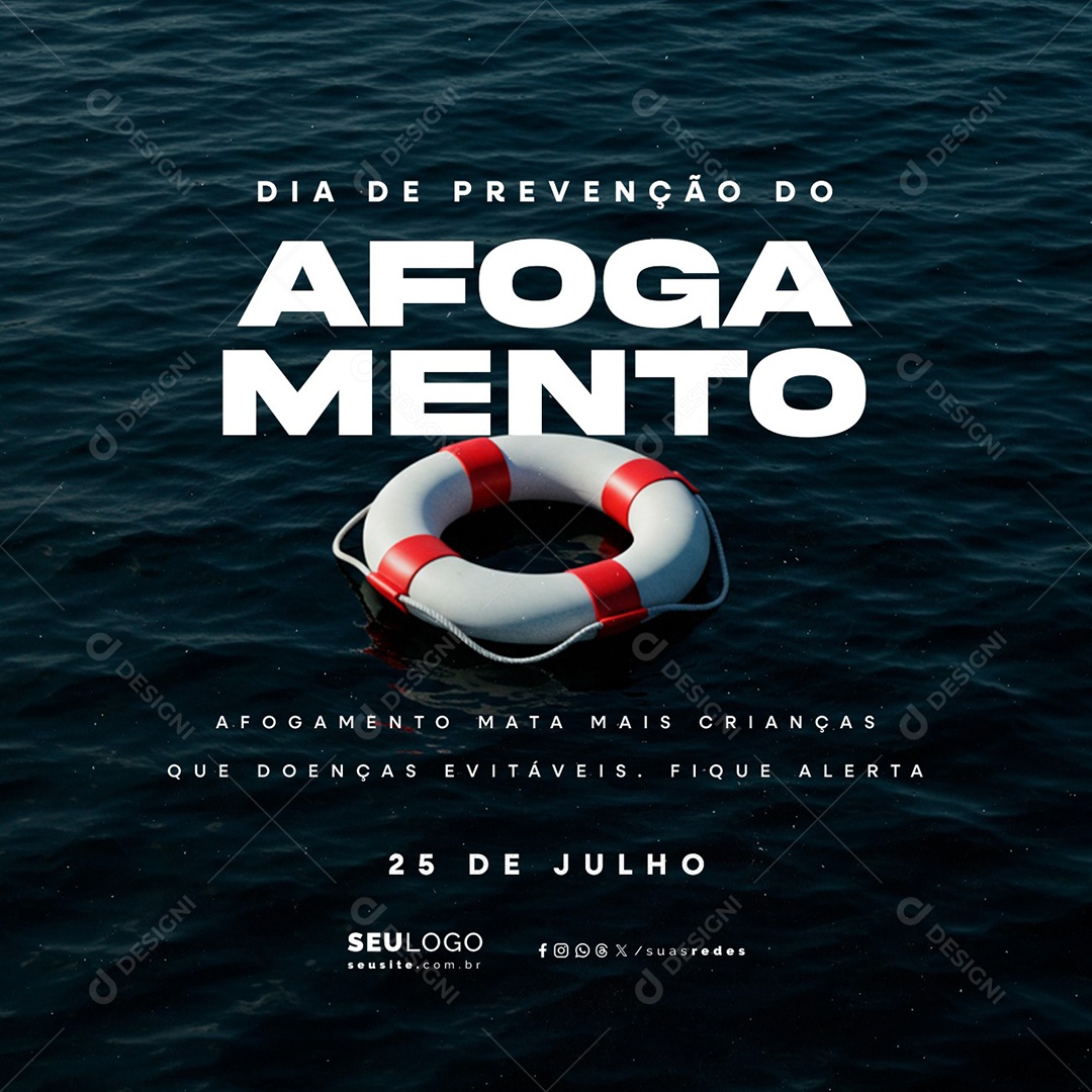 Dia de Prevenção do Afogamento 25 de Julho Social Media PSD Editável