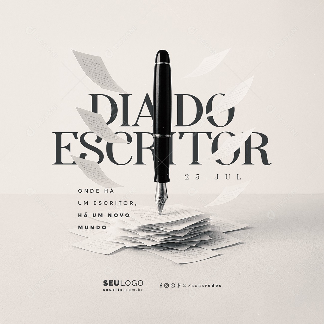 Dia do Escritor 25 De Julho Social Media PSD Editável