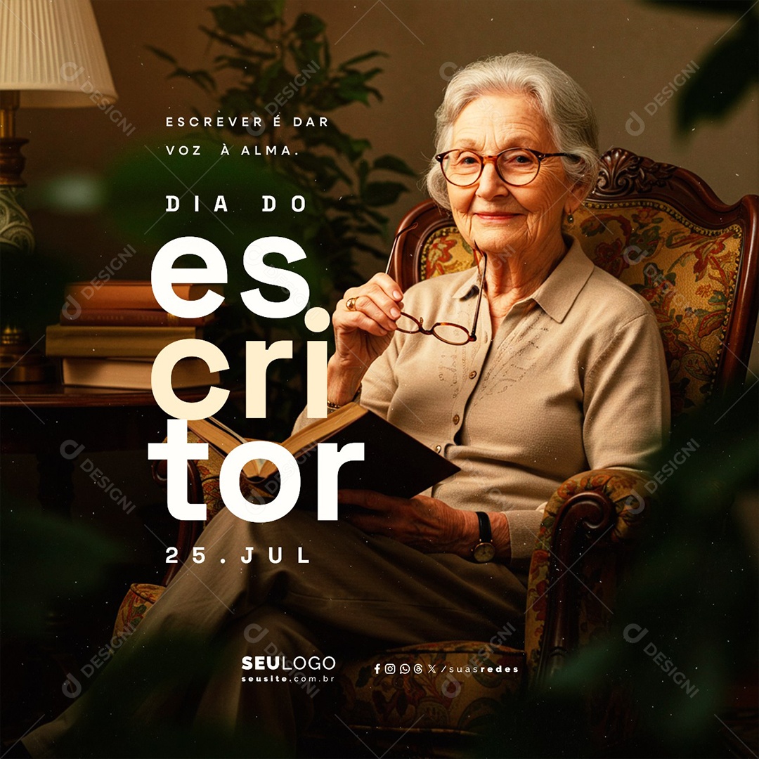 Dia do Escritor 25 De Julho Social Media PSD Editável