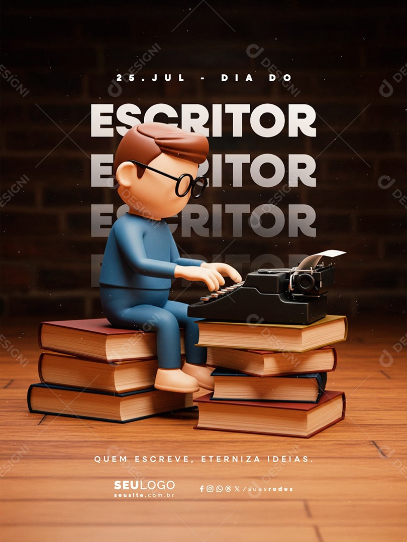 Dia do Escritor 25 De Julho Social Media PSD Editável