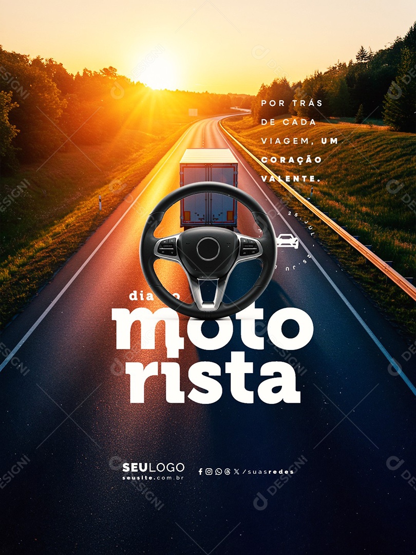 Dia do Motorista 25 de Julho Social Media PSD Editável