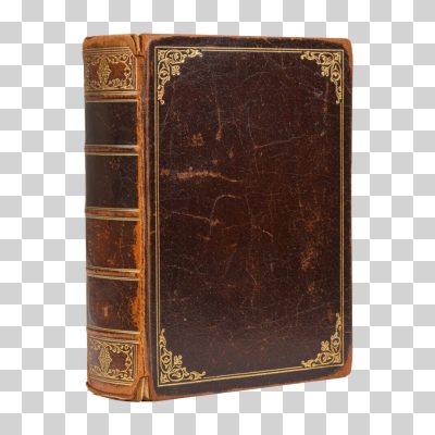 Livro Antigo com Capa de Couro e Detalhes Dourados PNG Transparente