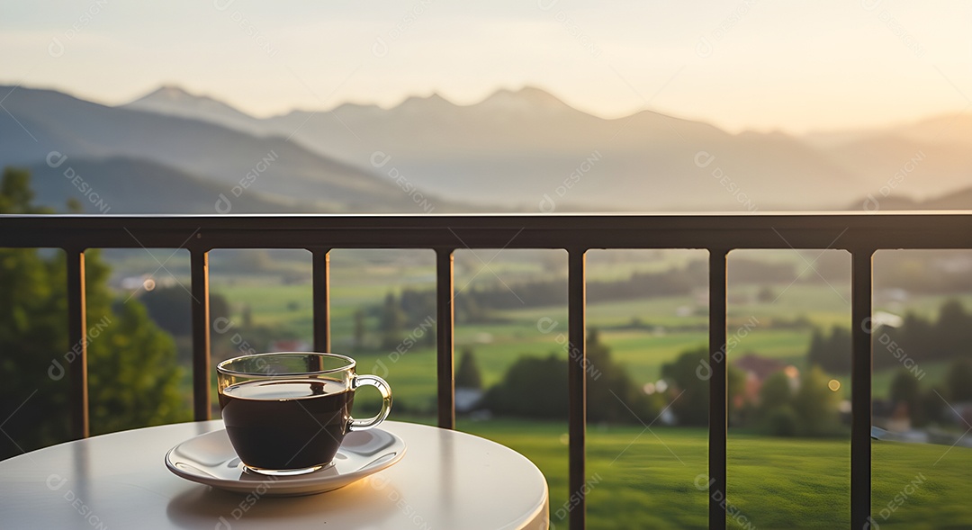 Xícara de café em uma mesa de madeira