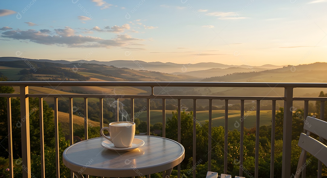 Xícara de café em uma mesa de madeira