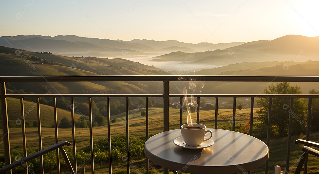 Xícara de café em uma mesa de madeira