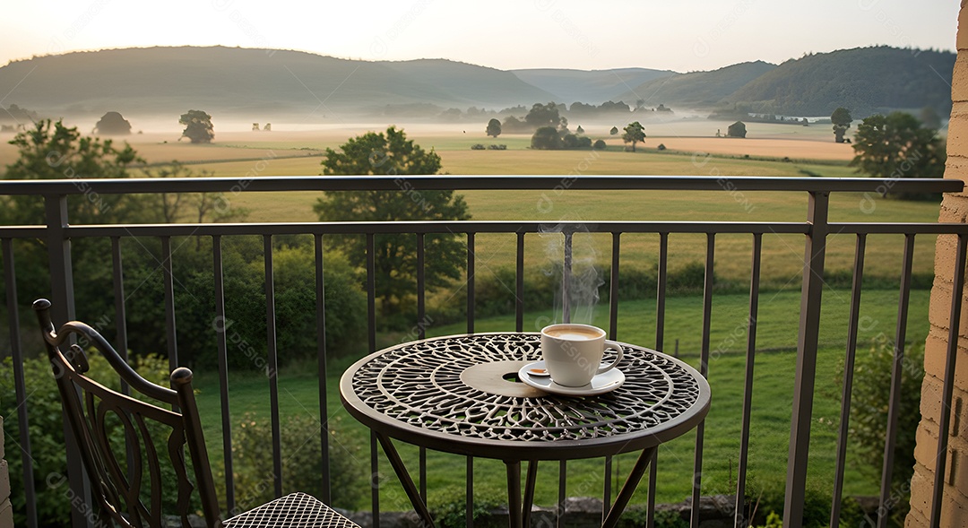 Xícara de café em uma mesa de madeira