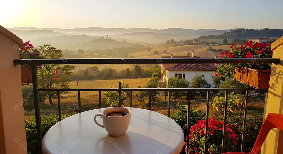 Xícara de café em uma mesa de madeira
