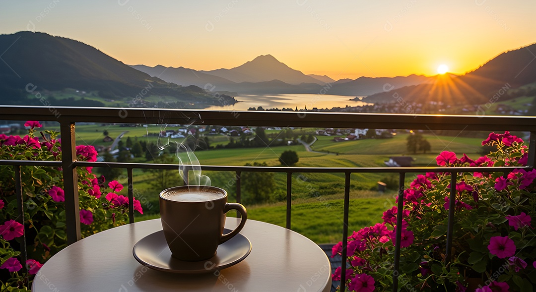 Xícara de café em uma mesa de madeira