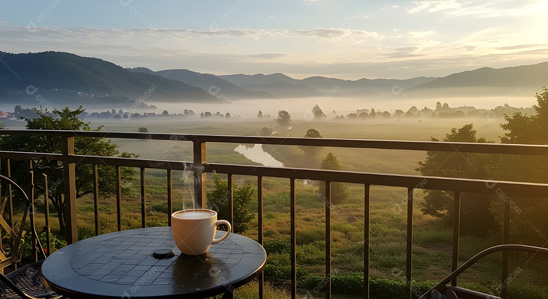 Xícara de café em uma mesa de madeira