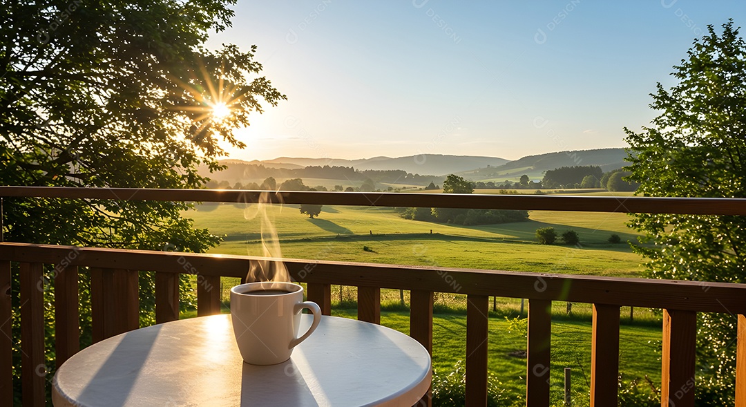 Xícara de café em uma mesa de madeira