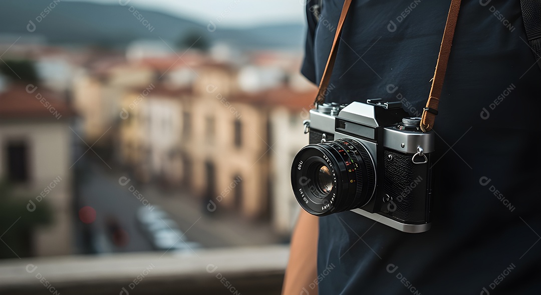 Retrato de uma pessoa segurando câmera