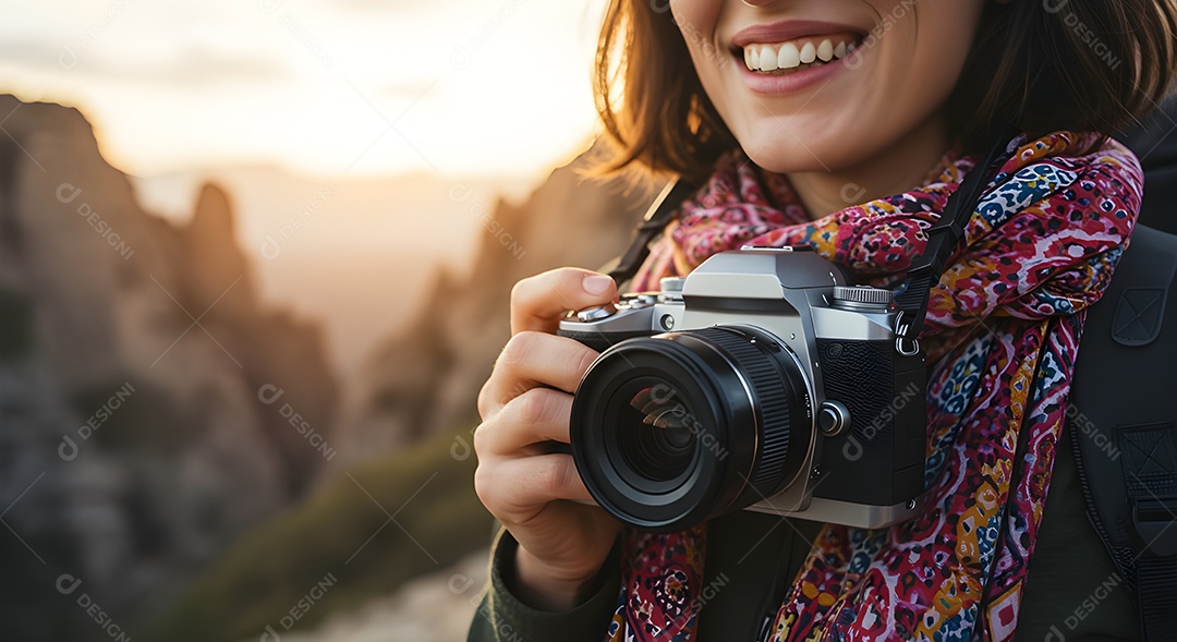 Retrato de uma pessoa segurando câmera