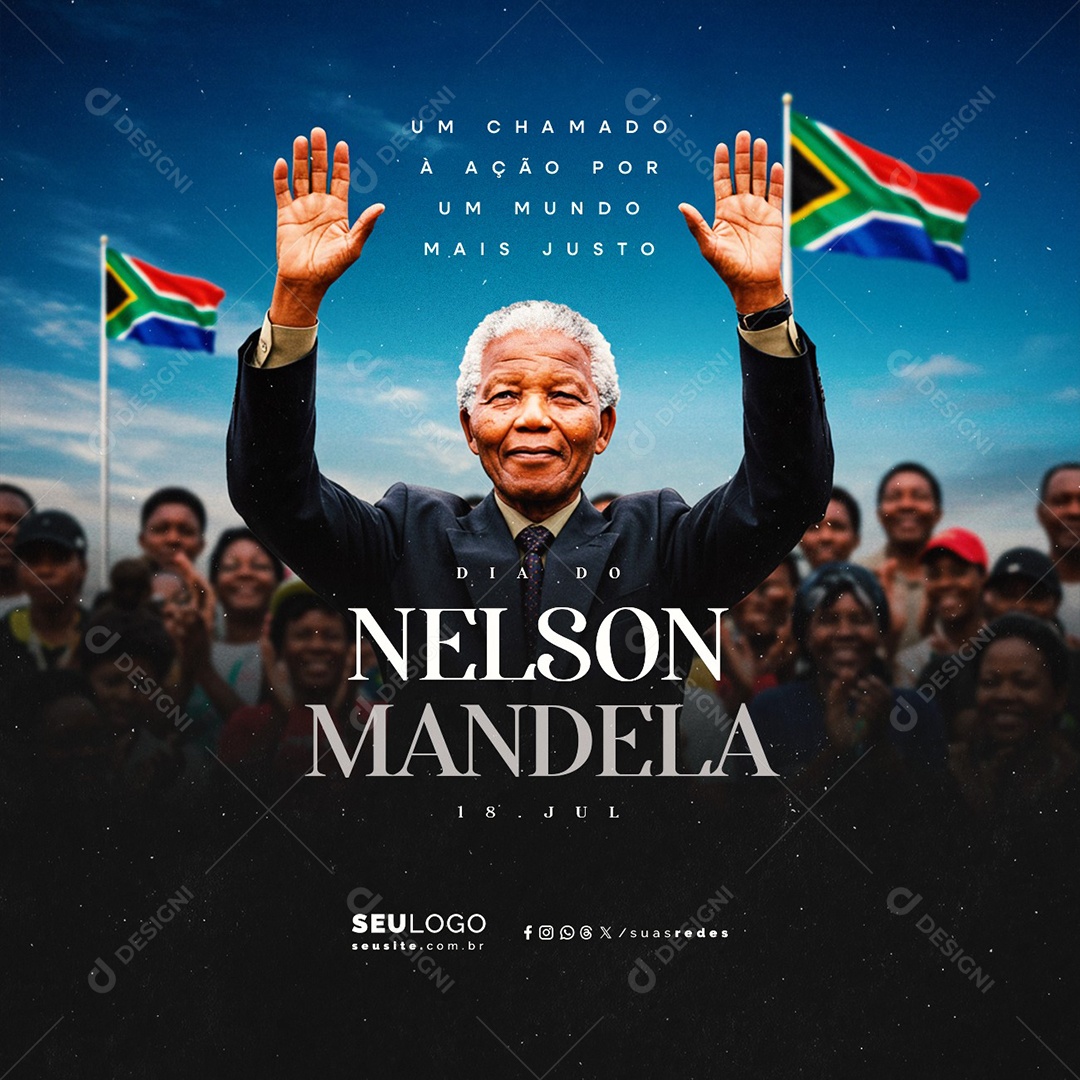 Dia do Nelson Mandela 18 de Julho Social Media PSD Editável