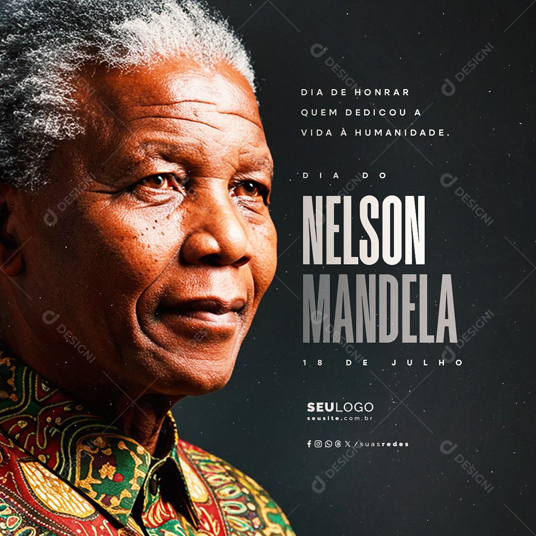 Dia do Nelson Mandela 18 de Julho Social Media PSD Editável