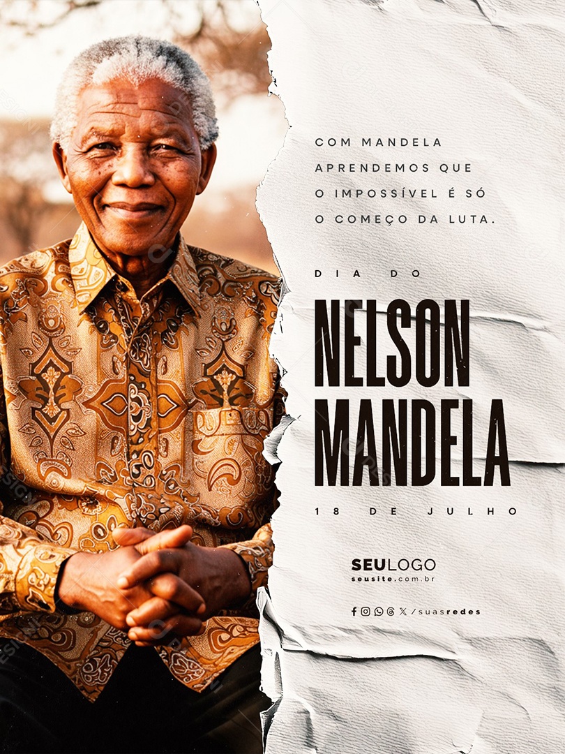 Dia do Nelson Mandela 18 de Julho Social Media PSD Editável