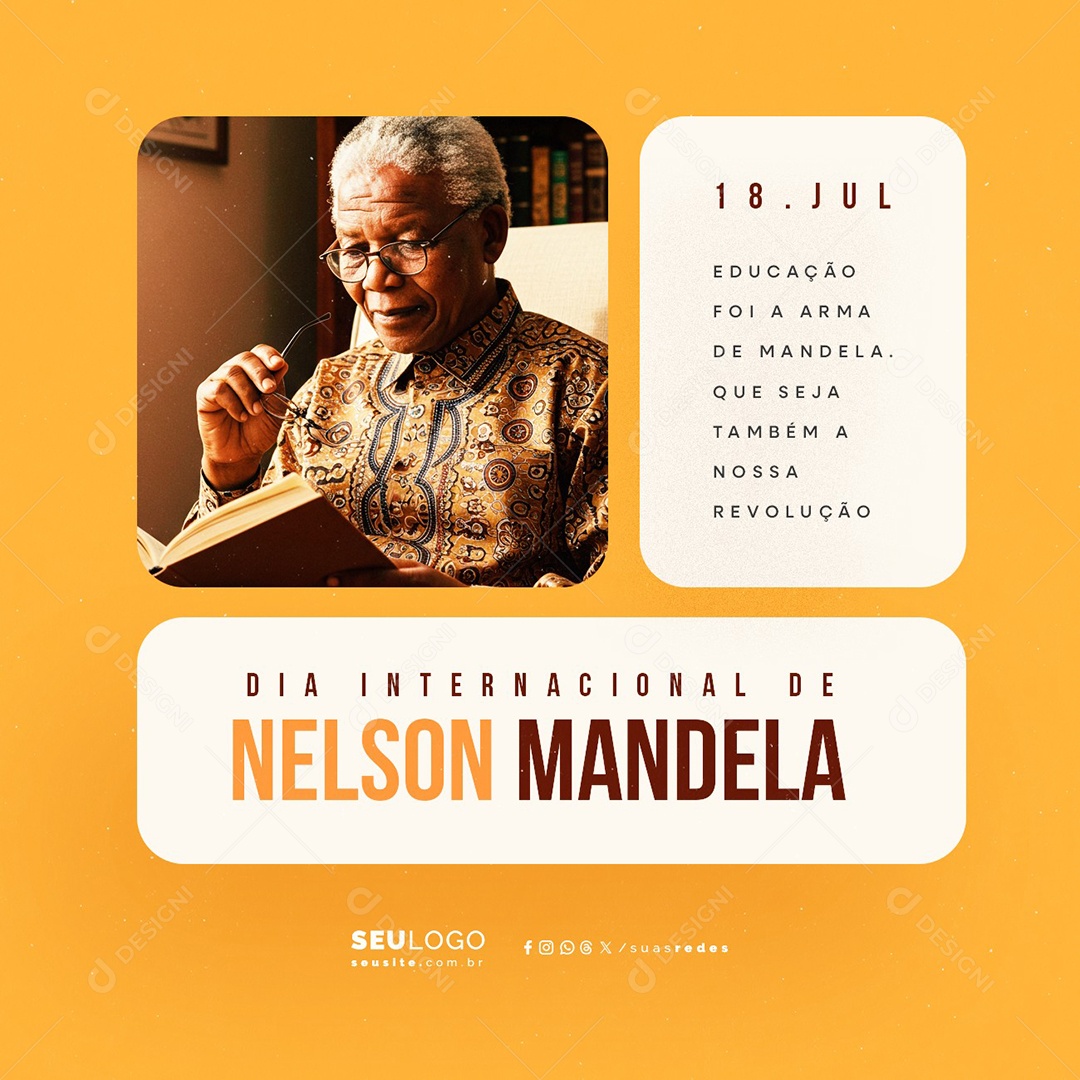 Dia Internacional de Nelson Mandela 18 de Julho Social Media PSD Editável