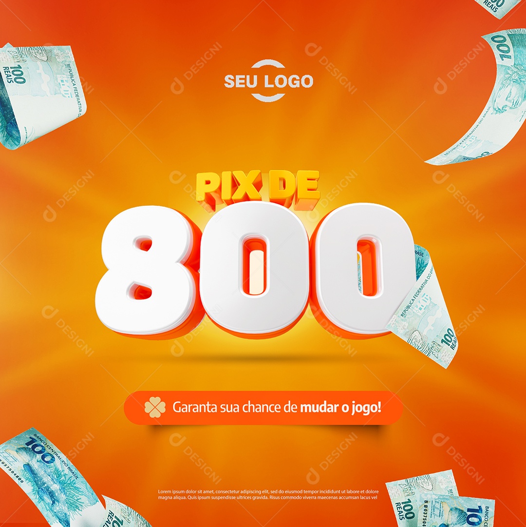 Pix de 800 Selo 3D para Composição PSD