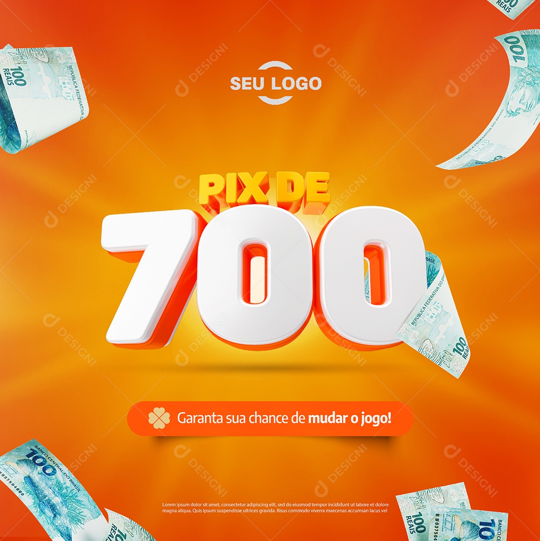 Pix de 700 Selo 3D para Composição PSD