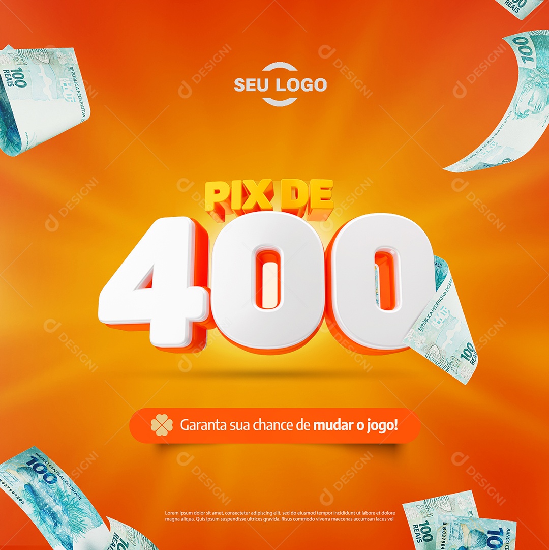 Pix de 400 Selo 3D para Composição PSD