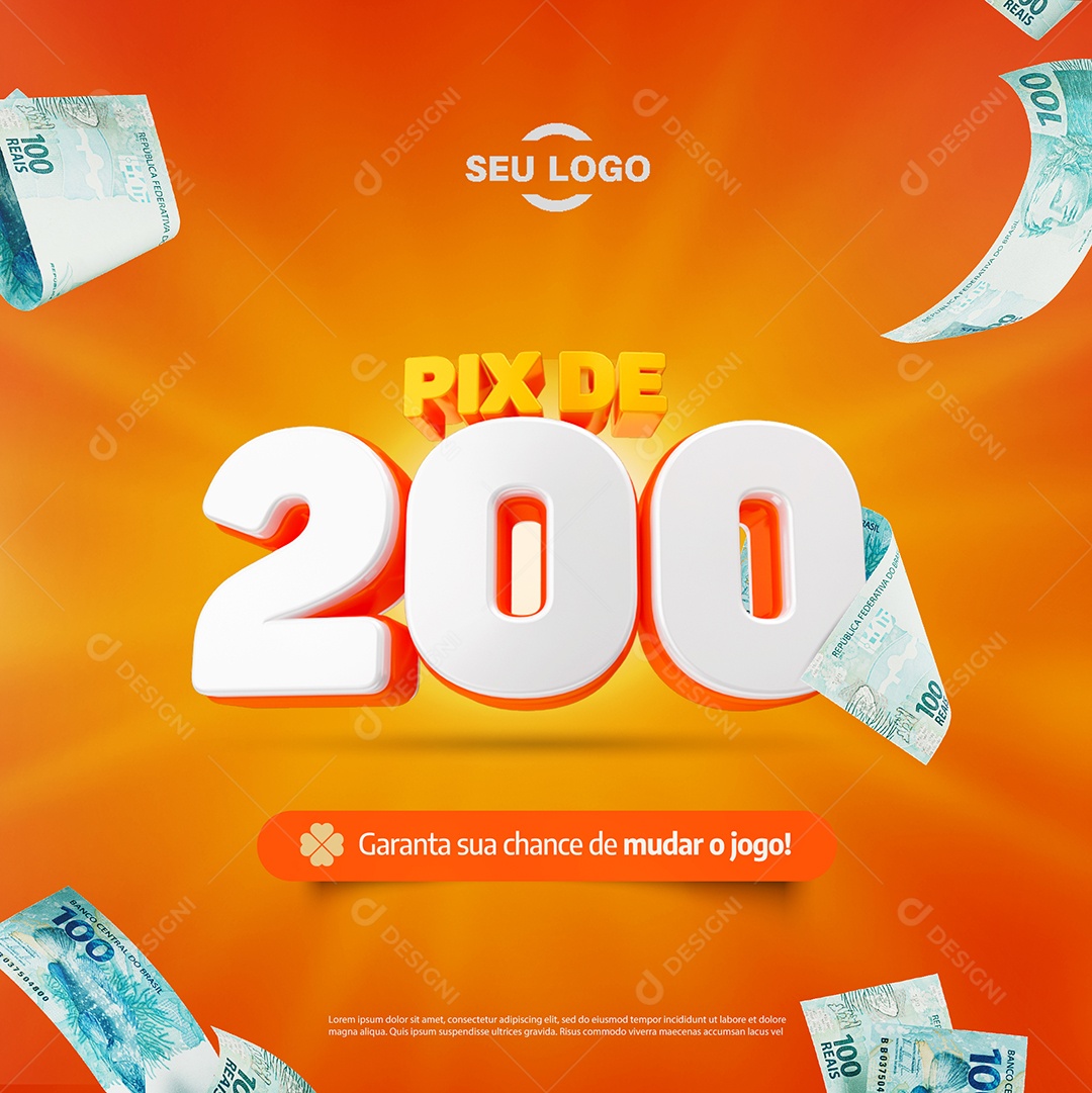 Pix de 200 Selo 3D para Composição PSD