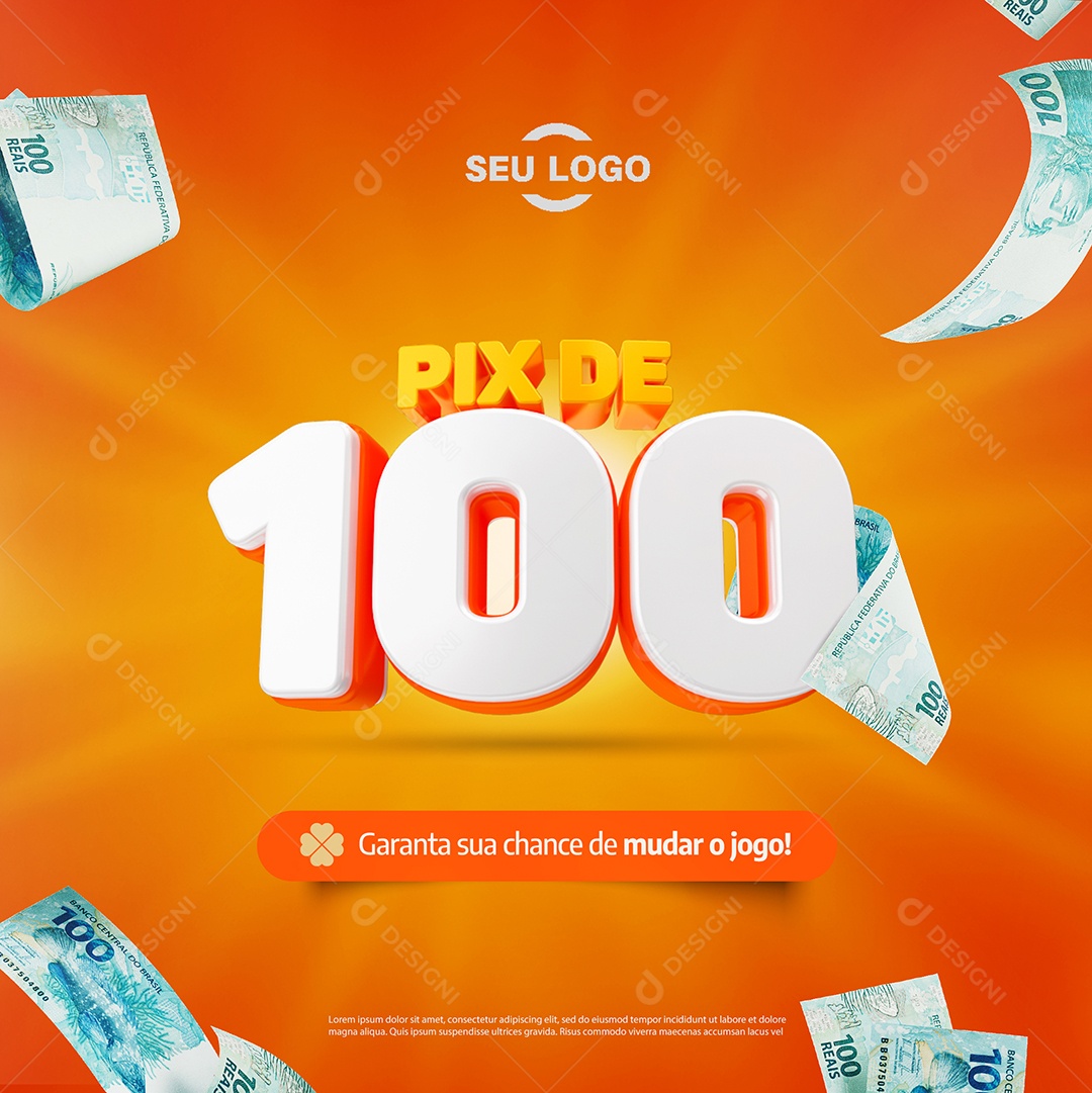 Pix de 100 Selo 3D para Composição PSD