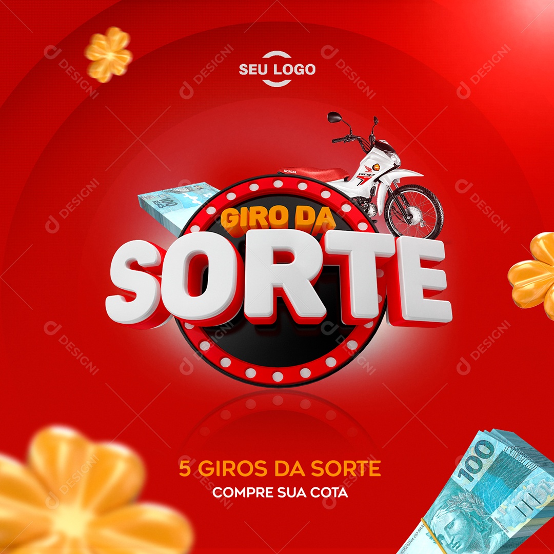 Sorteio Giro Da Sorte Selo 3D para Composição PSD