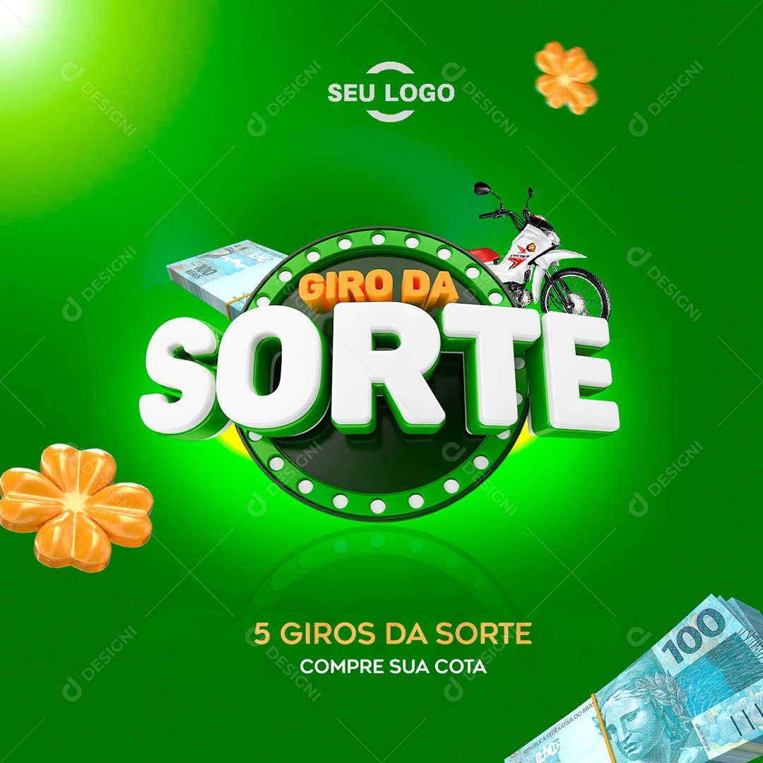 Sorteio Giro Da Sorte Selo 3D para Composição PSD