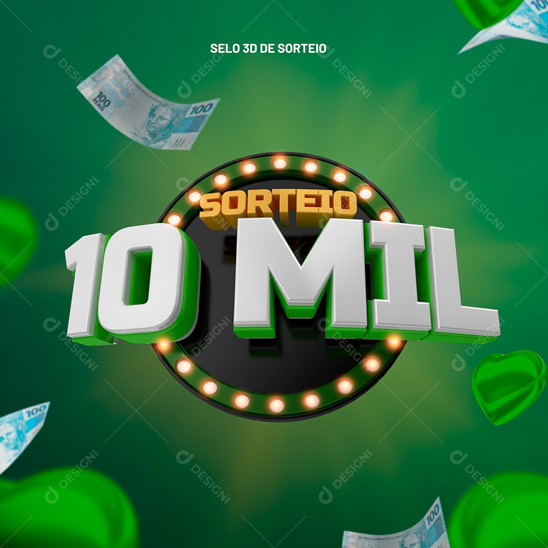 Sorteio 10 Mil Selo 3D para Composição PSD