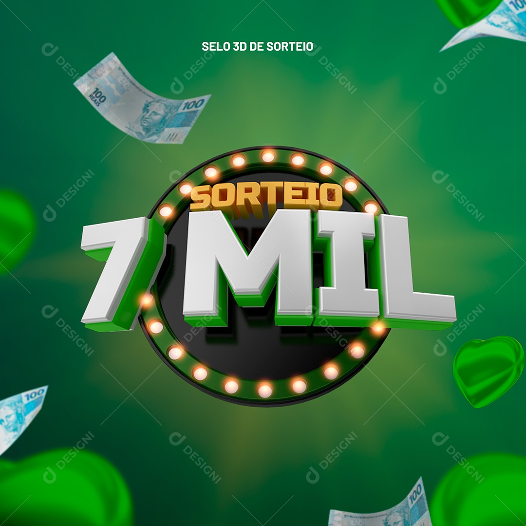 Sorteio 7 Mil Selo 3D para Composição PSD