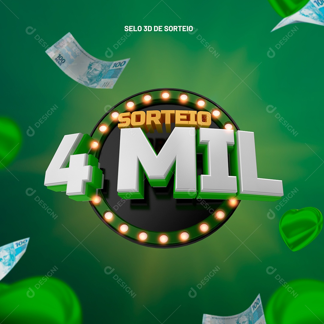 Sorteio 4 Mil Selo 3D para Composição PSD