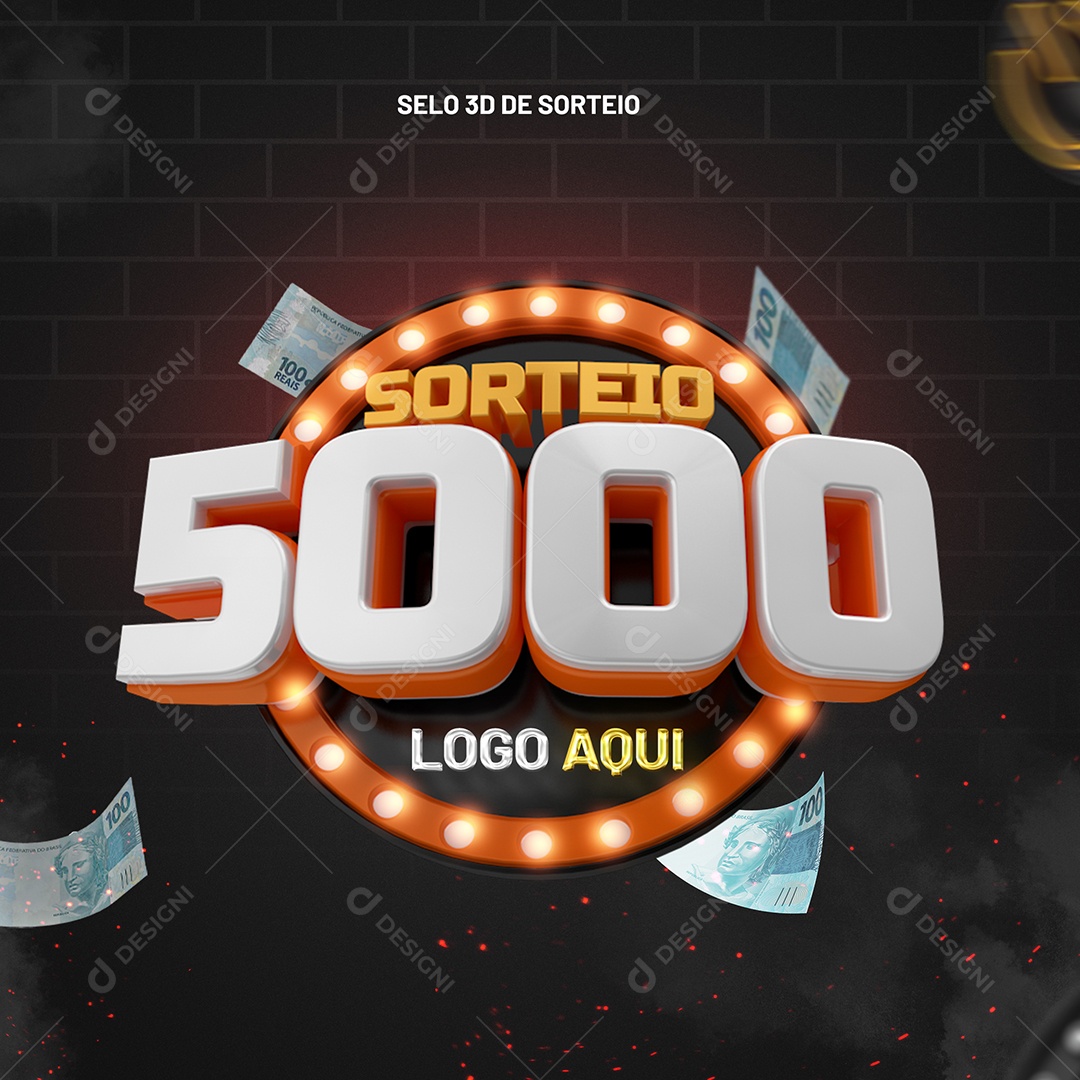 Sorteio 5000 Selo 3D para Composição PSD