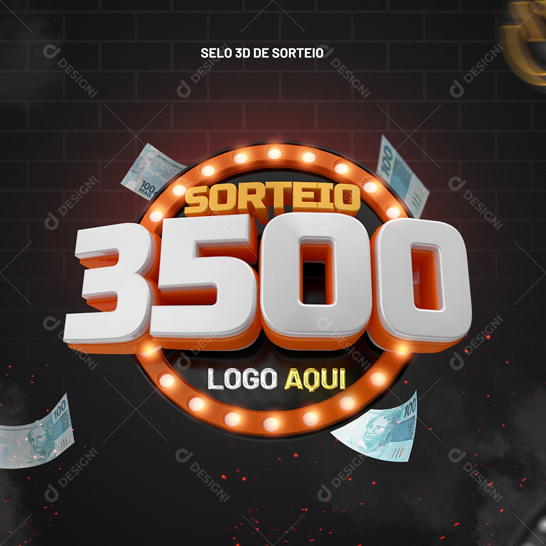 Sorteio 3500 Selo 3D para Composição PSD