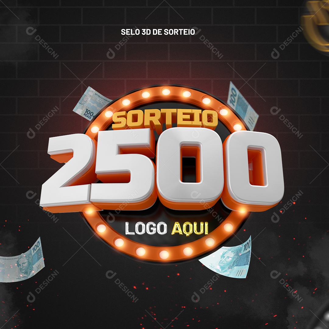 Sorteio 2500 Selo 3D para Composição PSD