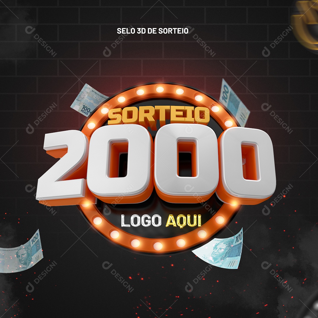 Sorteio 2000 Selo 3D para Composição PSD