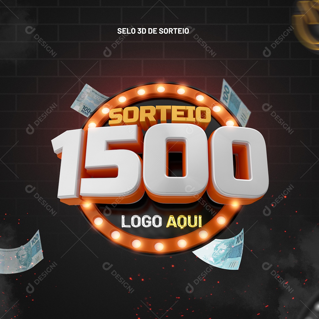 Sorteio 1500 Selo 3D para Composição PSD