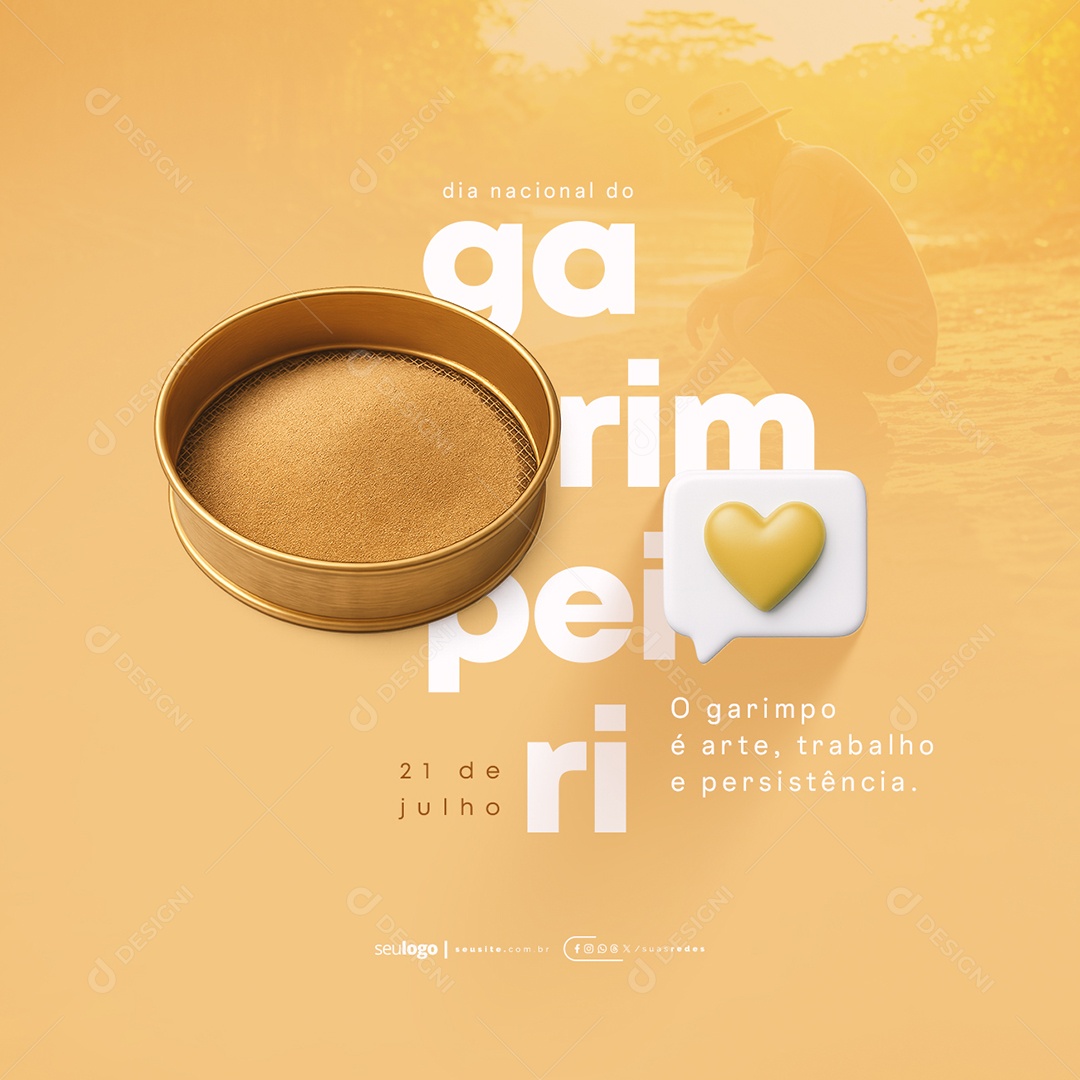 Dia Nacional do Garimpeiro 21 de Julho Social Media PSD Editável