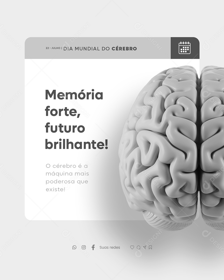 Dia Mundial do Cérebro 22 De Julho Social Media PSD Editável