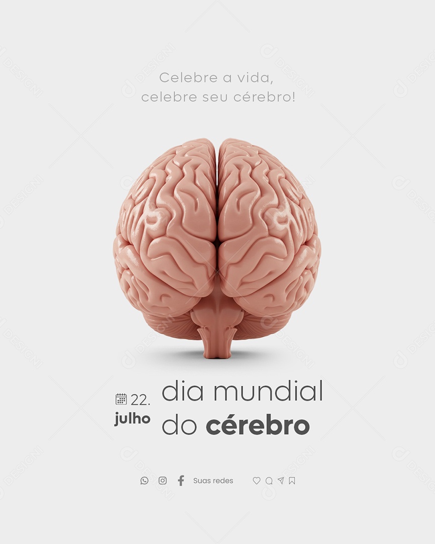 Dia Mundial do Cérebro 22 De Julho Social Media PSD Editável