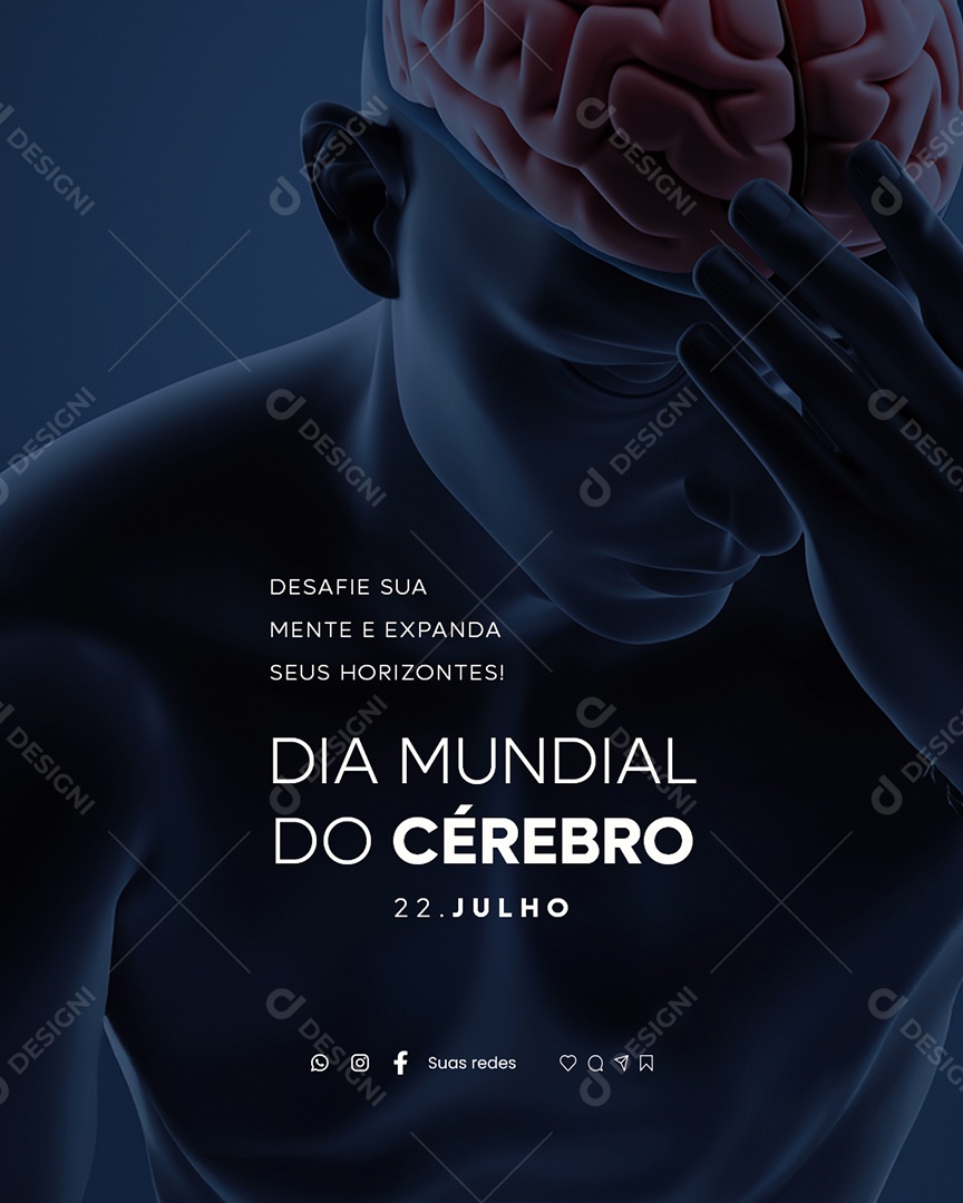 Dia Mundial do Cérebro 22 De Julho Social Media PSD Editável