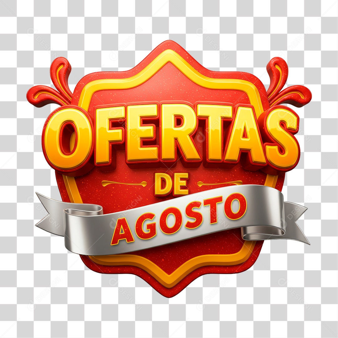 Selo 3D Ofertas de Agosto PNG Transparente