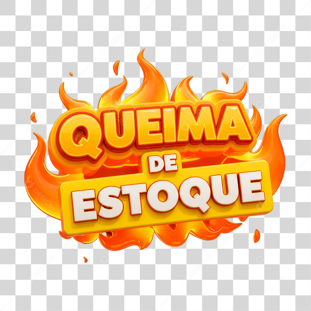 Selo 3D Queima de Estoque PNG Transparente