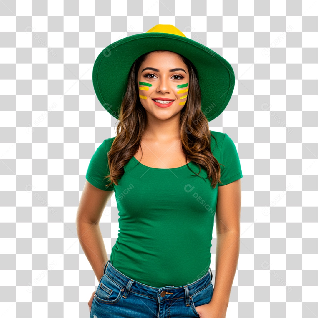 Mulher de Camiseta Verde Torcedora PNG Transparente