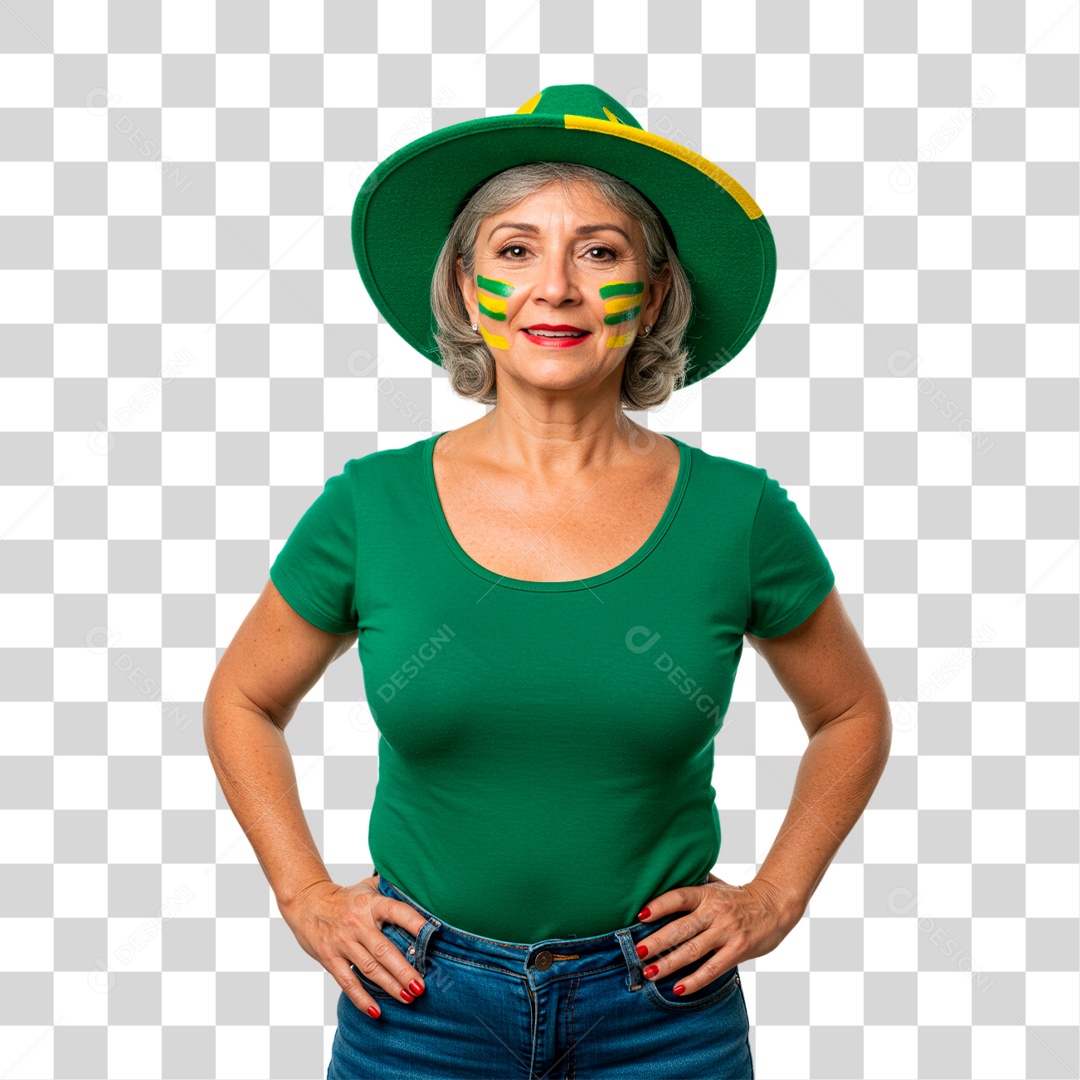 Mulher de Camiseta Verde Torcedora PNG Transparente