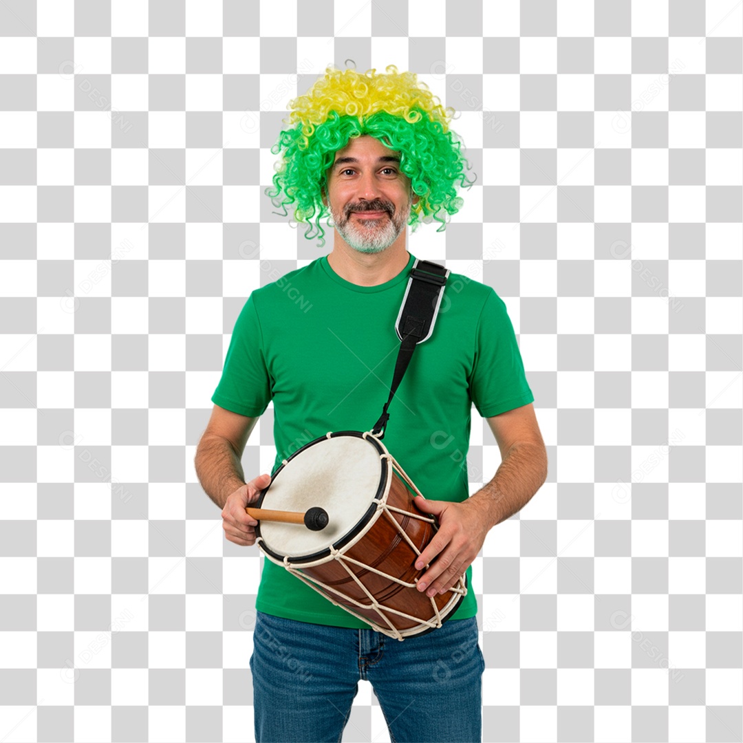 Homem de Camisa Verde Torcedor PNG Transparente