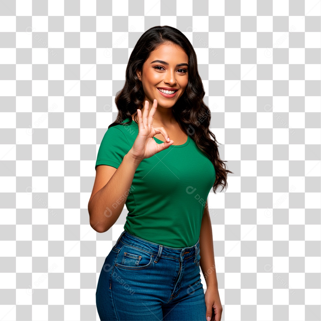 Mulher de Camiseta Verde Torcedora PNG Transparente