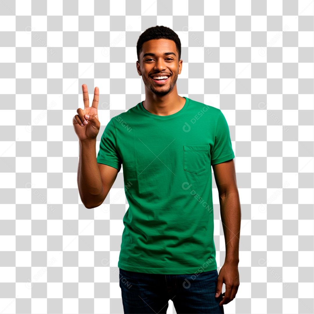 Homem de Camisa Verde Torcedor PNG Transparente
