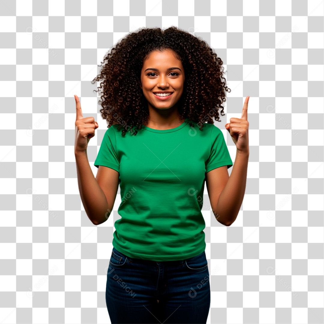 Mulher de Camiseta Verde Torcedora PNG Transparente