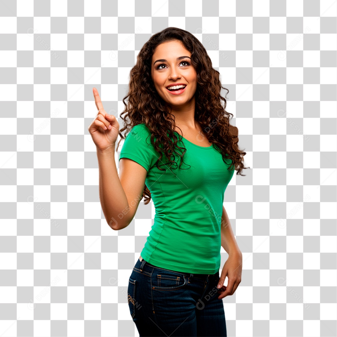 Mulher de Camiseta Verde Torcedora PNG Transparente