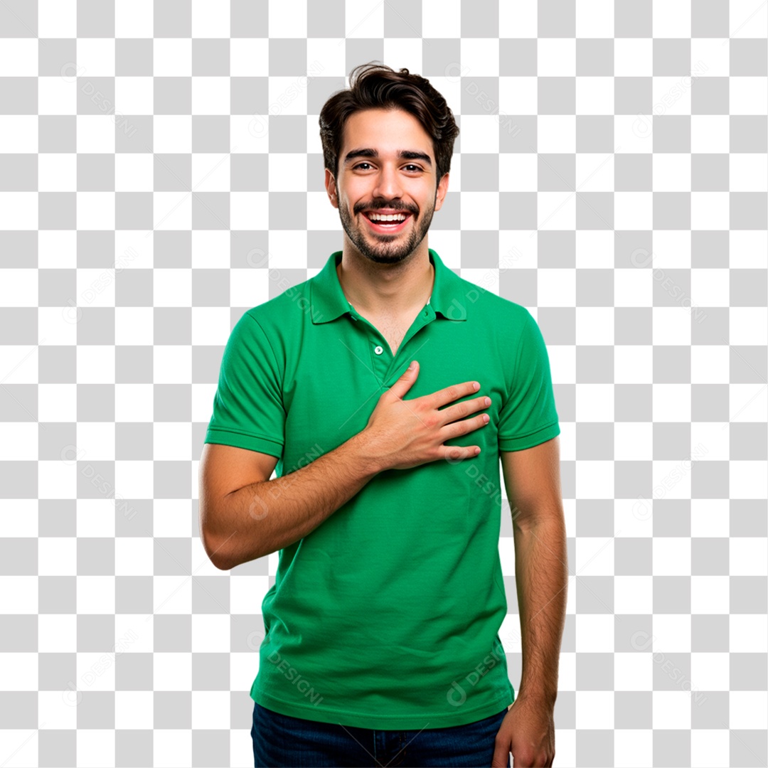 Homem de Camisa Verde Torcedor PNG Transparente
